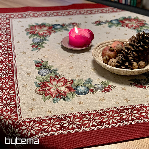 Christmas tapestries tablecloths and scarves CHRISTMAS STAR II red