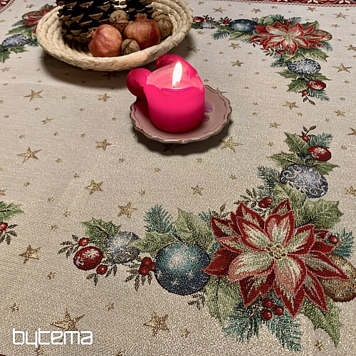 Christmas tapestries tablecloths and scarves CHRISTMAS STAR II red