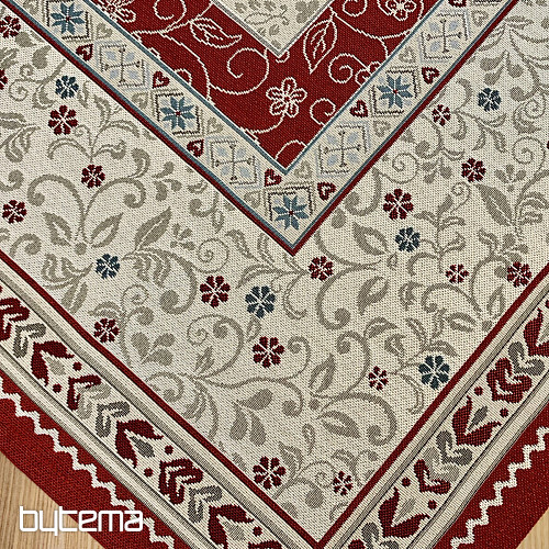 Tapestry tablecloth and scarf FLOWERS IN A FRAME