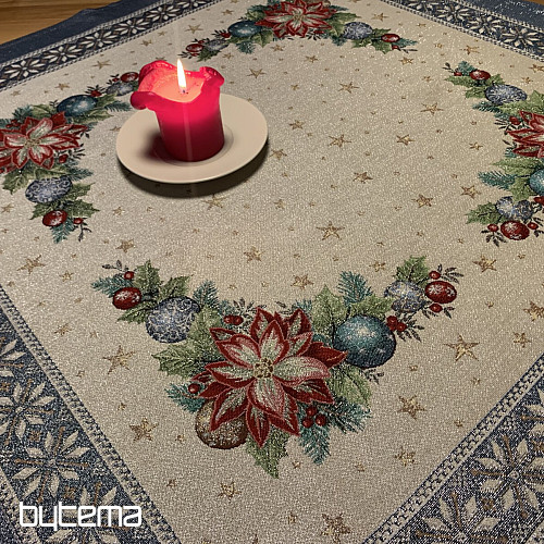 Christmas tapestries tablecloths and scarves CHRISTMAS STAR II blue