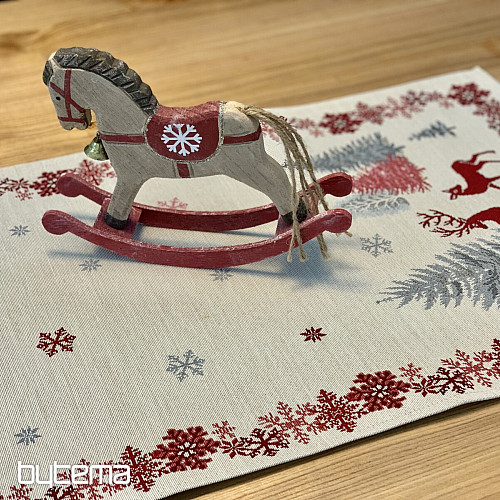 Christmas tapestry tablecloths and scarves TREES WITH DEER