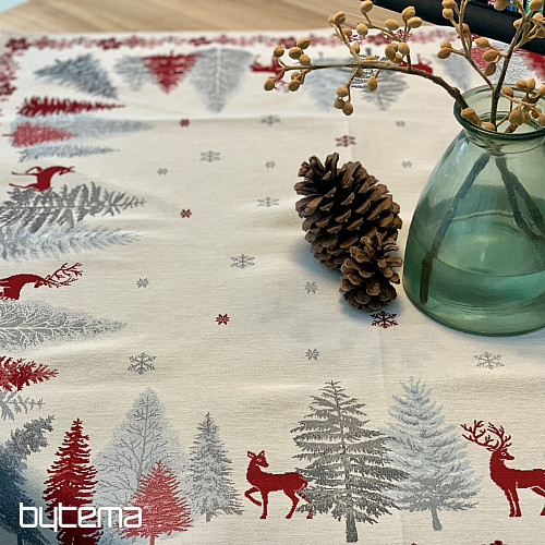 Christmas tapestry tablecloths and scarves TREES WITH DEER