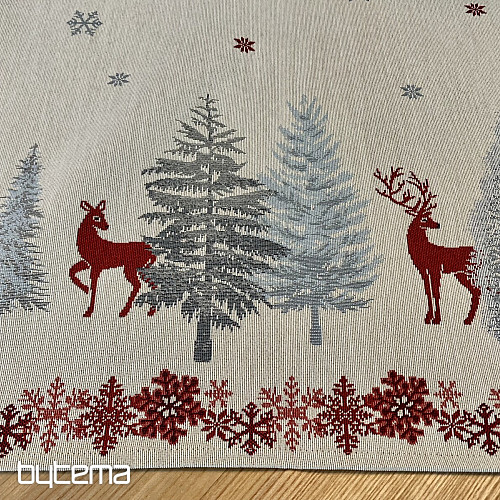Christmas tapestry tablecloths and scarves TREES WITH DEER