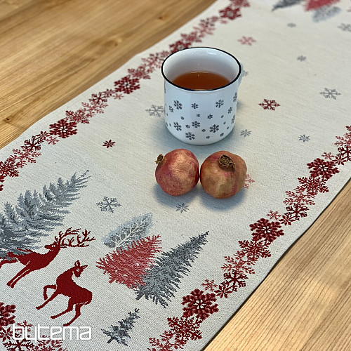 Christmas tapestry tablecloths and scarves TREES WITH DEER