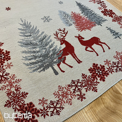 Christmas tapestry tablecloths and scarves TREES WITH DEER