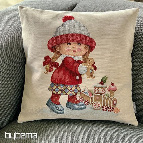 Christmas tapestry cover GIRL WITH A TOY