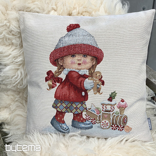 Christmas tapestry cover GIRL WITH A TOY