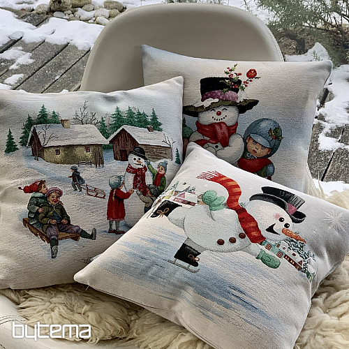 Christmas tapestry SNOWMAN ON SKATES