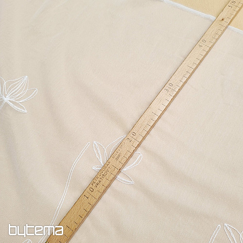 Luxurious embroidered curtain WHITE WITH FLOWERS 11745/290