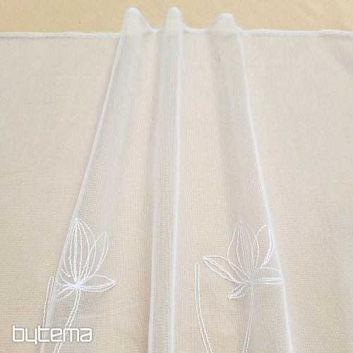 Luxurious embroidered curtain WHITE WITH FLOWERS 11745/290
