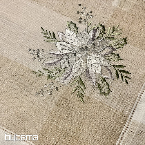 Embroidered Christmas tablecloths and scarves Silver Star
