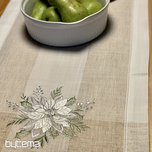 Embroidered Christmas tablecloths and scarves Silver Star