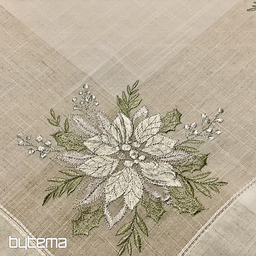 Embroidered Christmas tablecloths and scarves Silver Star