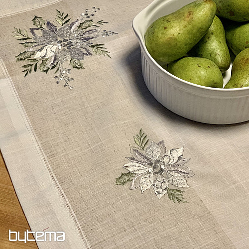 Embroidered Christmas tablecloths and scarves Silver Star