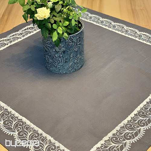 Embroidered tablecloth gray