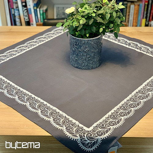 Embroidered tablecloth gray