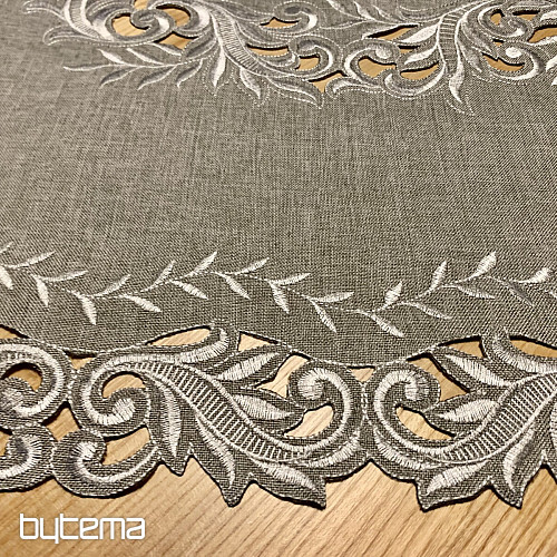 Embroidered tablecloth gray twigs