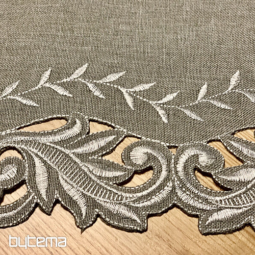 Embroidered tablecloth gray twigs