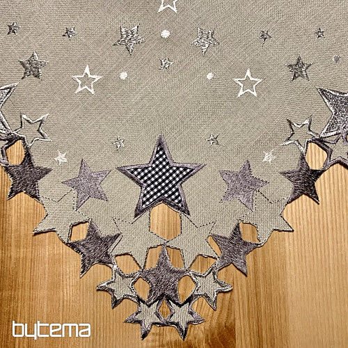 Embroidered Christmas tablecloth gray star