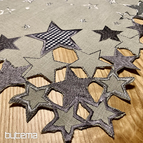 Embroidered Christmas tablecloth gray star
