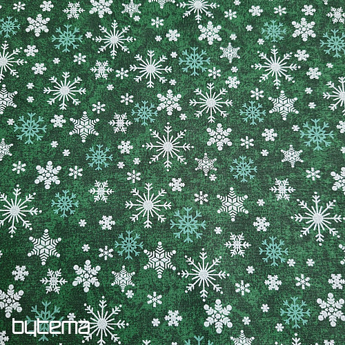 Cotton fabric CHRISTMAS GREEN FLAKES II