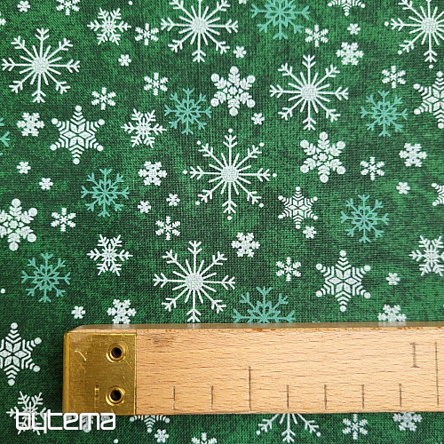 Cotton fabric CHRISTMAS GREEN FLAKES II
