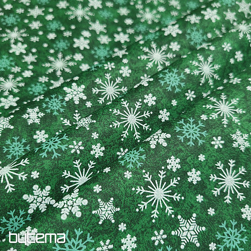 Cotton fabric CHRISTMAS GREEN FLAKES II