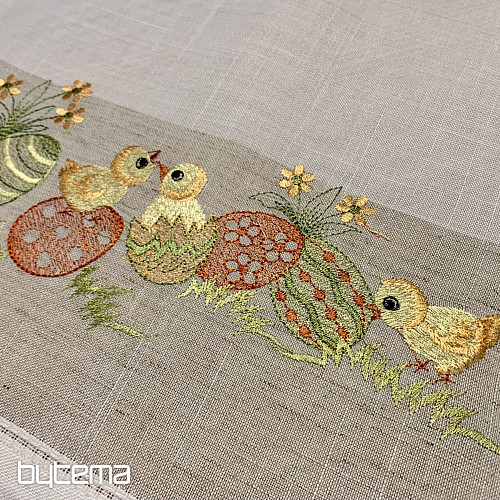 Embroidered tablecloth Chickens with eggs