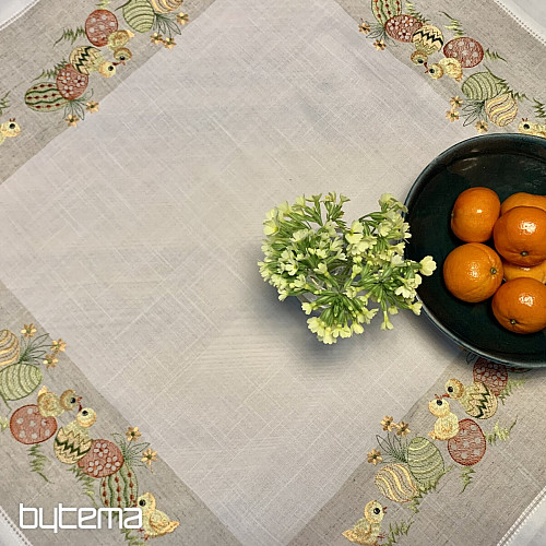 Embroidered tablecloth Chickens with eggs