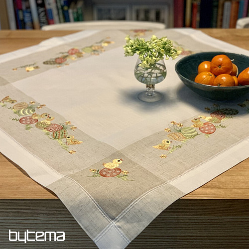 Embroidered tablecloth Chickens with eggs