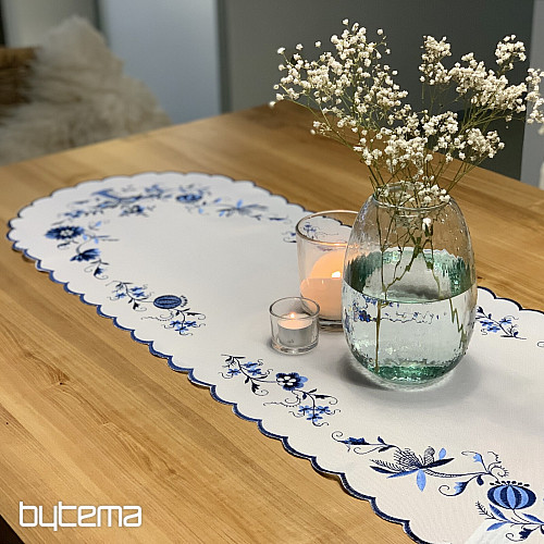 Embroidered tablecloths ONION BLUE-WHITE