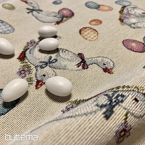 Gobelin tablecloth and scarf Easter-Goose white