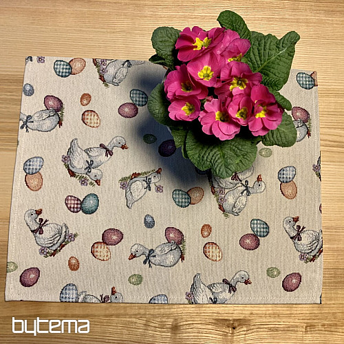 Gobelin tablecloth and scarf Easter-Goose white