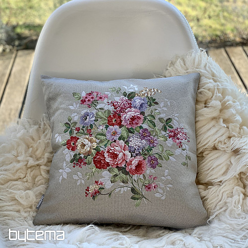 Tapestry cushion cover FLOWER BEIGE