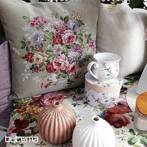 Tapestry cushion cover FLOWER BEIGE