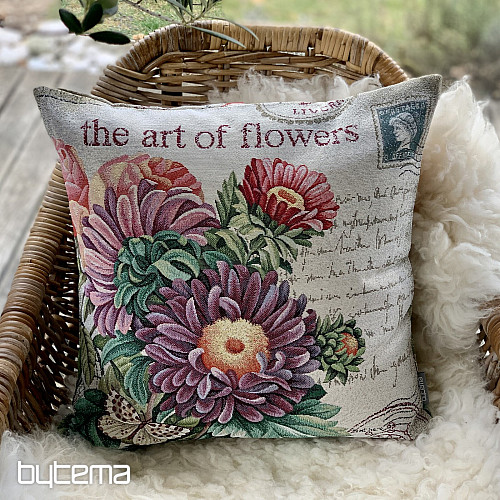 Tapestry pillowcase FLOWER - POSTCARD PURPLE