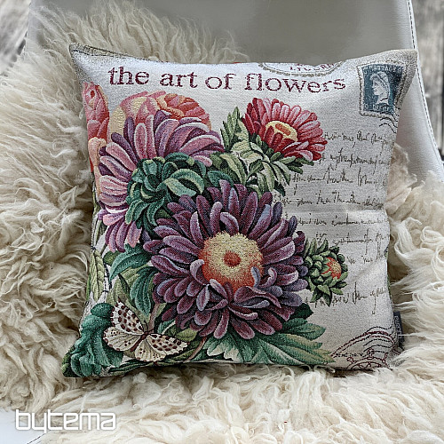 Tapestry pillowcase FLOWER - POSTCARD PURPLE