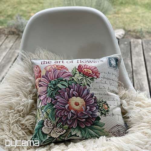 Tapestry pillowcase FLOWER - POSTCARD PURPLE