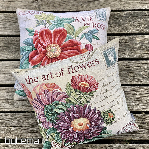 Tapestry pillowcase FLOWER - POSTCARD RED