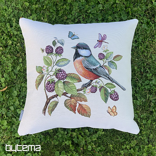 Tapestry cushion cover A HAWK BIRD ON A BARBERRY