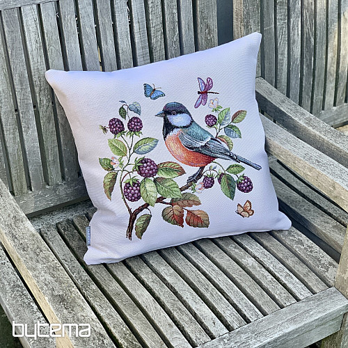 Tapestry cushion cover A HAWK BIRD ON A BARBERRY