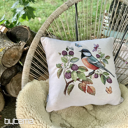 Tapestry cushion cover A HAWK BIRD ON A BARBERRY