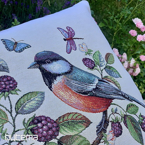 Tapestry cushion cover A HAWK BIRD ON A BARBERRY