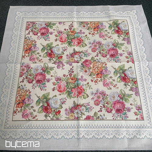 Tapestry tablecloths and scarves Bouquets