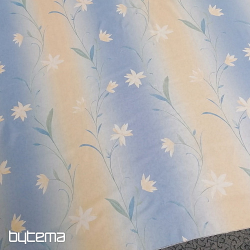 Light blue curtain with flowers