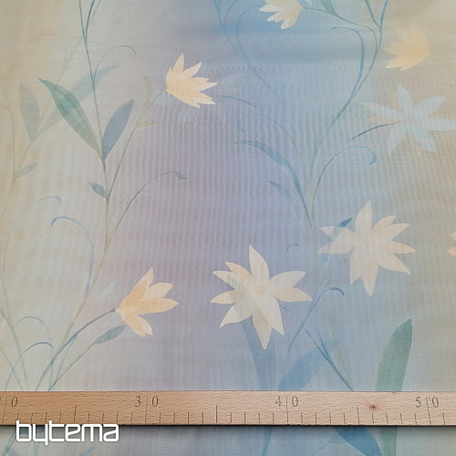 Light blue curtain with flowers