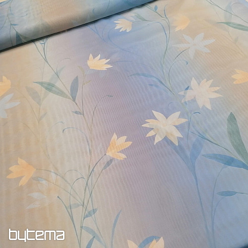 Light blue curtain with flowers