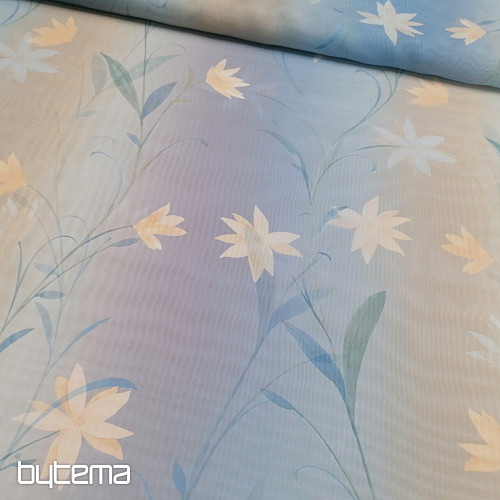 Light blue curtain with flowers