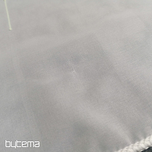 White veil curtain with green-beige embroidery