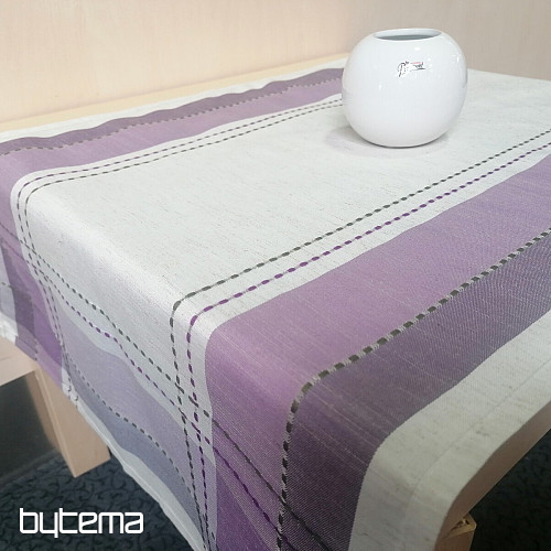 Tablecloths and scarves purple-gray with green stitching